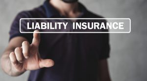 Person clicking liability insurance screen button