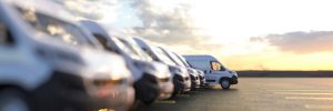 Group of fleet vehicles on the open parking space