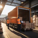 Warehouse workers loading cargo onto truck, highlighting need for transit insurance